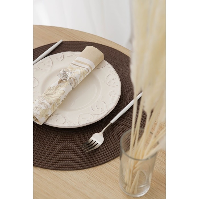 Набор салфеток сервировочных на стол Доляна «Лофт», 4 шт, d=38 см, цвет коричневый Набор салфеток сервировочных на стол Доляна «Лофт», 4 шт, d=38 см, цвет коричневый