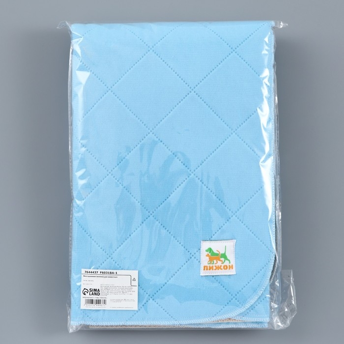 Пелёнка для животных многоразовая впитывающая, 70 х 100 см, голубой Пелёнка для животных многоразовая впитывающая, 70 х 100 см, голубой