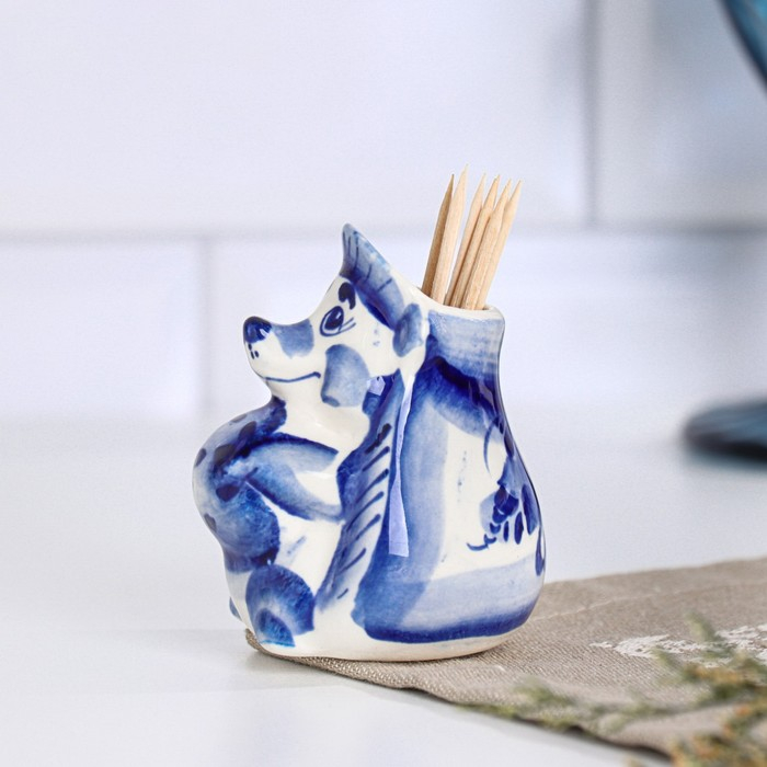 Подставка под зубочистки «Еж», гжель Подставка под зубочистки «Еж», гжель