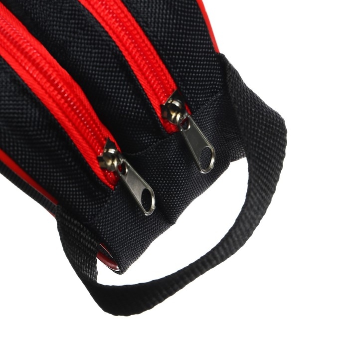 Пенал мягкий 2 отделения, 100 х 220 х 70 мм, объёмный, с ручкой,Calligrata Black, Пенал мягкий 2 отделения, 100 х 220 х 70 мм, объёмный, с ручкой,Calligrata Black, "Черно-красный"