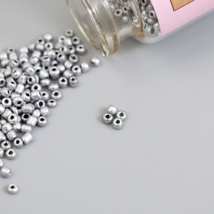 Бисер круглый 12/0 в бутылочке  Бисер круглый 12/0 в бутылочке "Серебро" 2х20 гр набор 2 шт