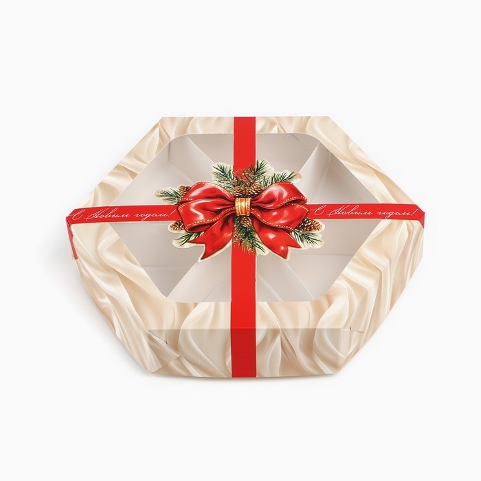 Коробка складная «Новогодний бант», 23 х 23х 4 см, Новый год Коробка складная «Новогодний бант», 23 х 23х 4 см, Новый год