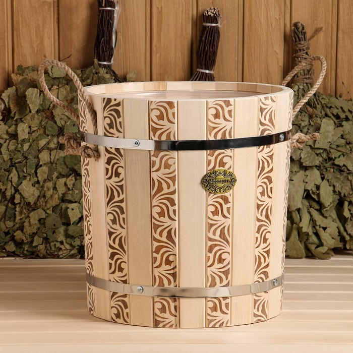 Запарник из липы, 18 л,  пластиковая вставка, ручка-веревка (Рисунок  1) Запарник из липы, 18 л,  пластиковая вставка, ручка-веревка (Рисунок  1)