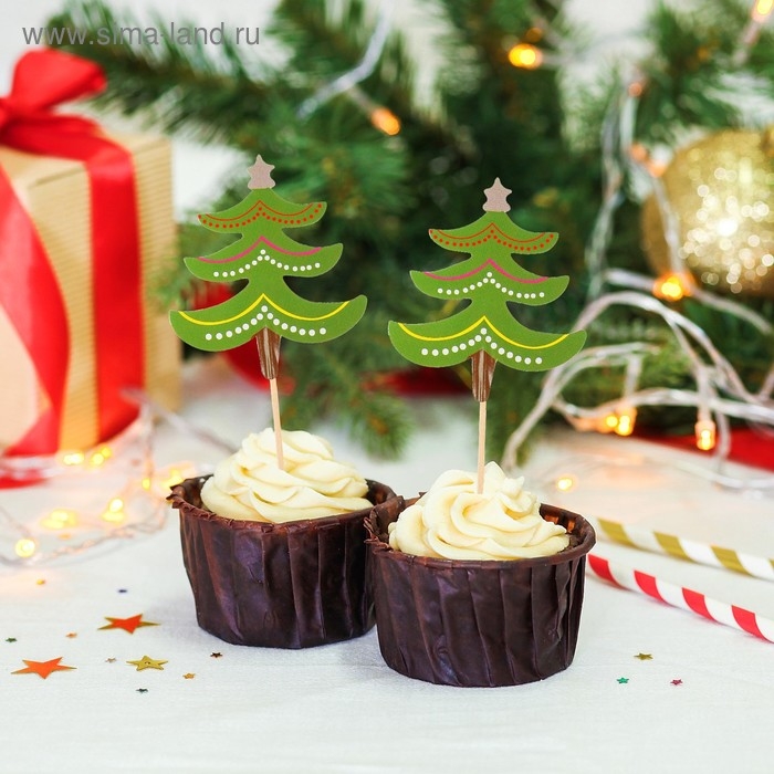 Шпажки для канапе «Ёлочка с гирляндой», набор 12 шт. Шпажки для канапе «Ёлочка с гирляндой», набор 12 шт.