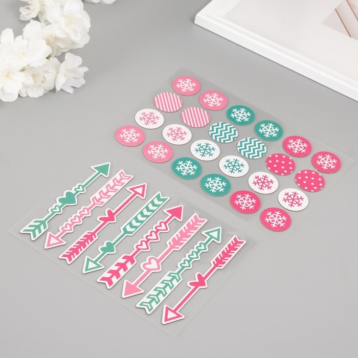 Наклейки для творчества Наклейки для творчества "Снежная любовь" набор 2 листа 22х12,5 см