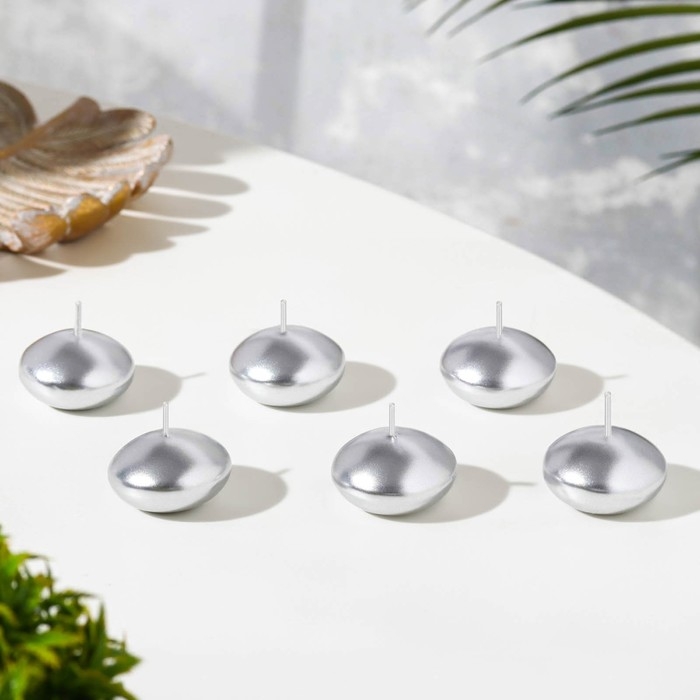 Набор плавающих свечей  Набор плавающих свечей "Овал", 6 штук, серебристая, 4×2см