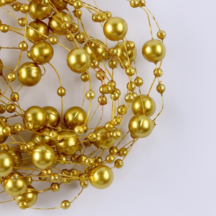 Леска для декора с бусинками, длина — 4,8 м, цвет золотой Леска для декора с бусинками, длина — 4,8 м, цвет золотой