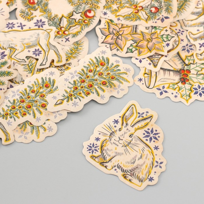 Наклейки для творчества Наклейки для творчества "Новый год. Винтаж" тиснение золото набор 48 шт 9х7х0,8 см