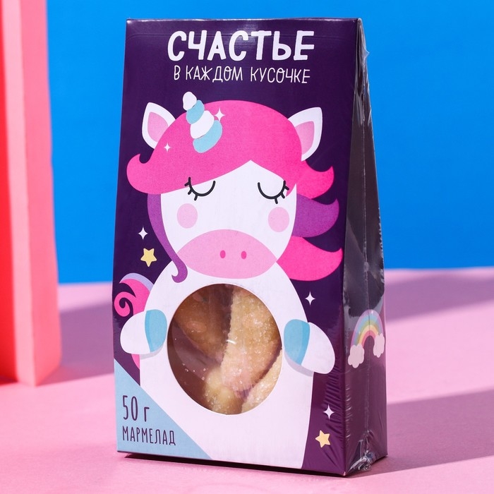 Мармелад &laquo;Единорог&raquo;, в картонном домике, вкус: банан, 50 г.