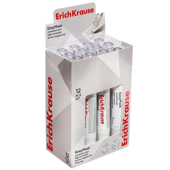 Ручка-корректор 7 мл, ErichKrause EasyMask, с металлическим наконечником, экономичный расход, на основе растворителя Ручка-корректор 7 мл, ErichKrause EasyMask, с металлическим наконечником, экономичный расход, на основе растворителя