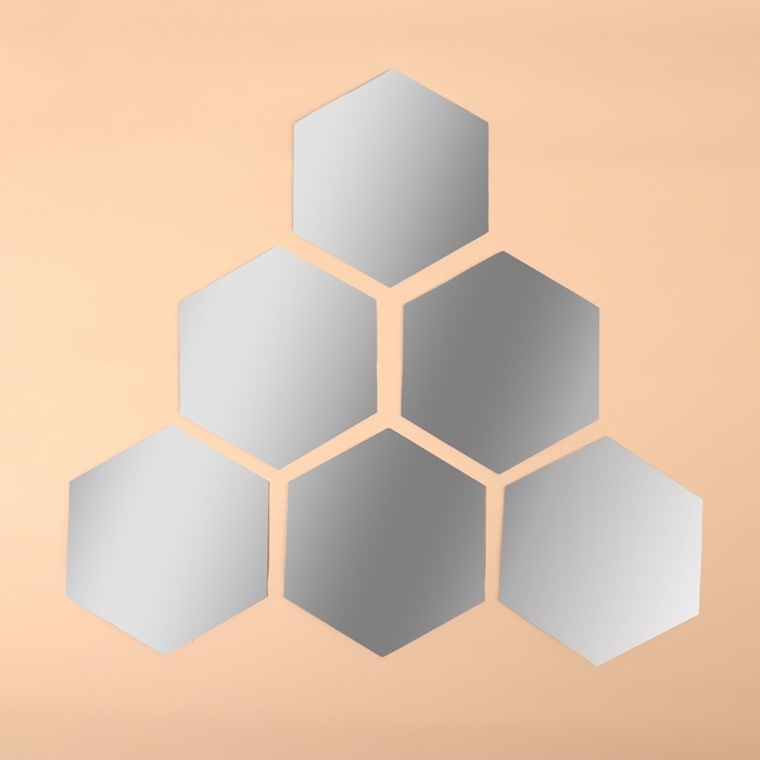 Интерьерные зеркала для декорирования, без рамы, набор - 6 шт, 12,6 × 11 см