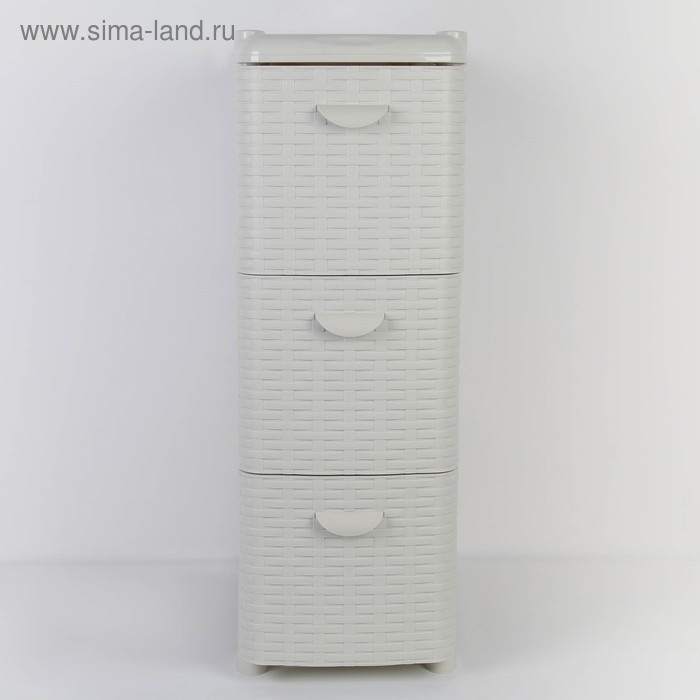 Комод узкий 3-х секционный «Ротанг», цвет белый