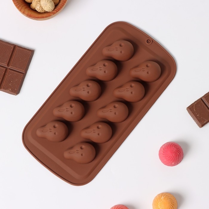 Форма для конфет и шоколада Доляна «Крик», силикон, 21×11×2 см, 10 ячеек, цвет коричневый Форма для конфет и шоколада Доляна «Крик», силикон, 21×11×2 см, 10 ячеек, цвет коричневый