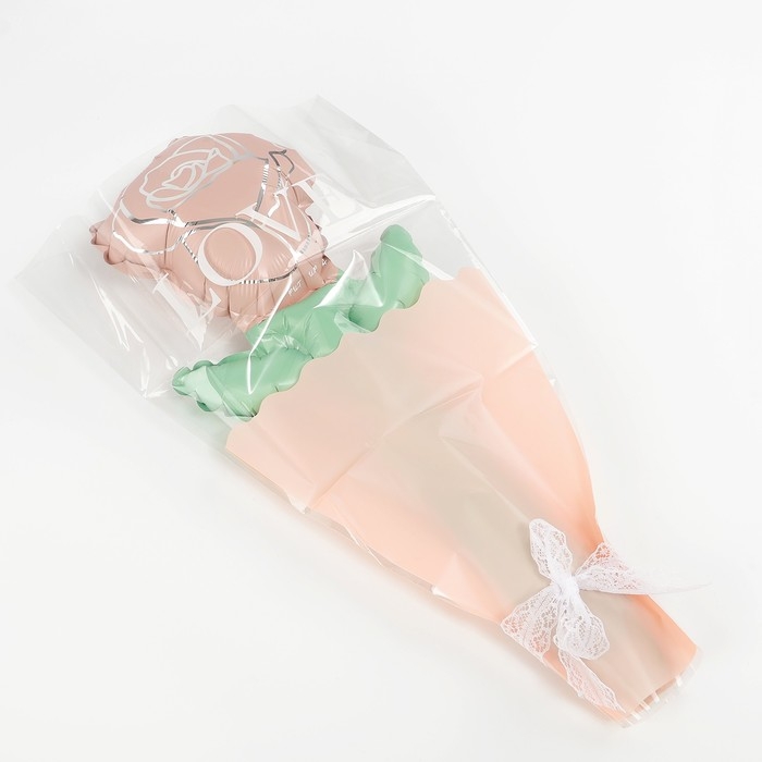 Шар фольгированный 12" &laquo;Розовая роза на палочке&raquo;, мини букет