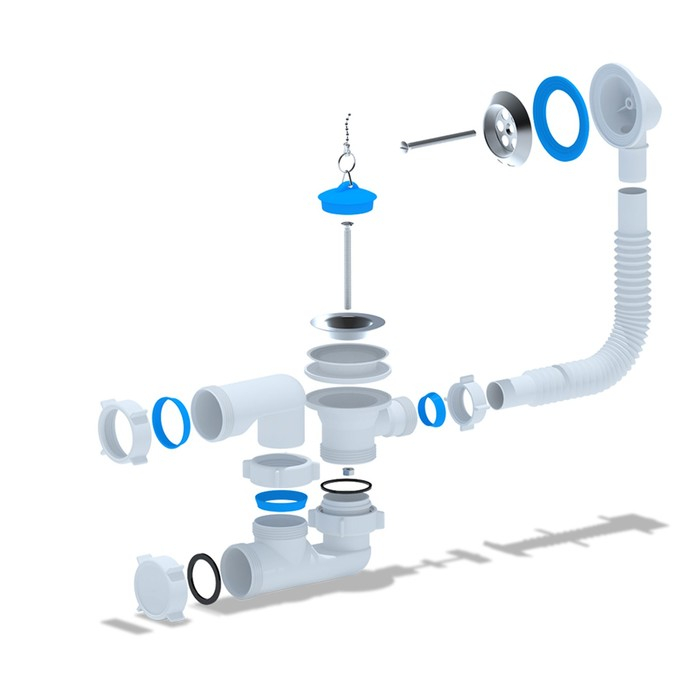 Комплект для ванны  Комплект для ванны "АНИ Пласт" E250: сифон с поворотным коленом