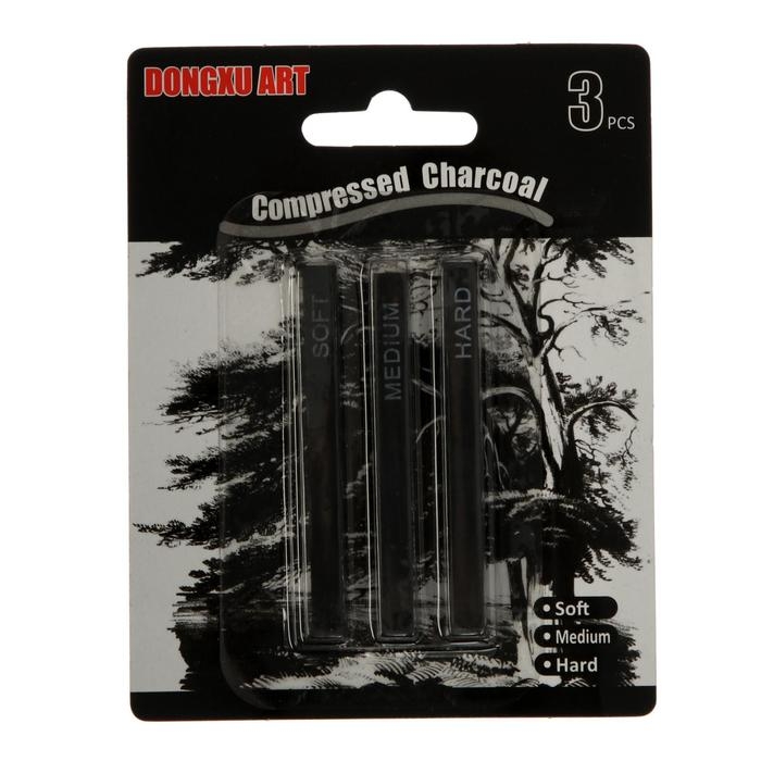 Уголь прессованный, чёрный, 3 штуки в наборе (1 шт - мягкий, 1 шт - средний, 1 шт - твердый) Уголь прессованный, чёрный, 3 штуки в наборе (1 шт - мягкий, 1 шт - средний, 1 шт - твердый)