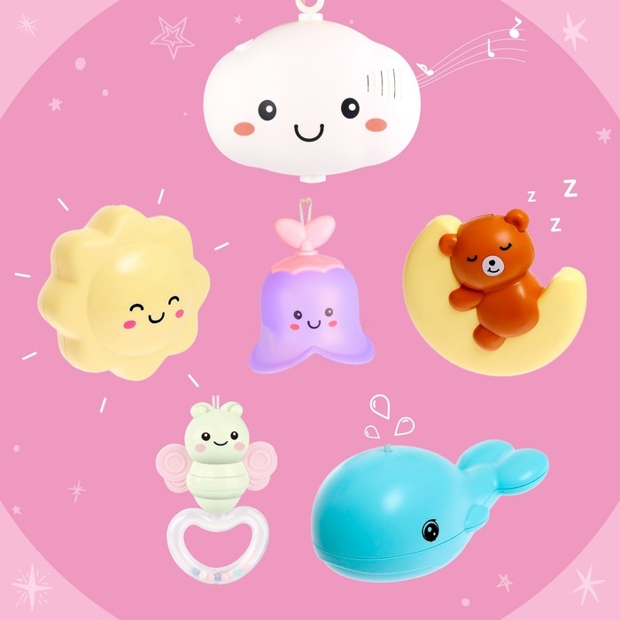 Мобиль музыкальный «Волшебные сны», звук, свет, цвет розовый Мобиль музыкальный «Волшебные сны», звук, свет, цвет розовый