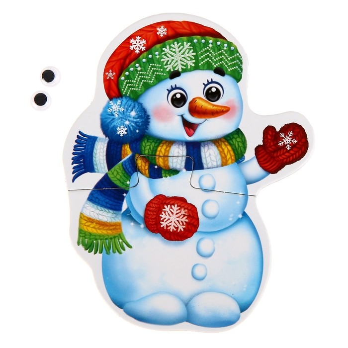 Макси-пазлы с глазками «Новый год», 4 пазла, 8 деталей Макси-пазлы с глазками «Новый год», 4 пазла, 8 деталей