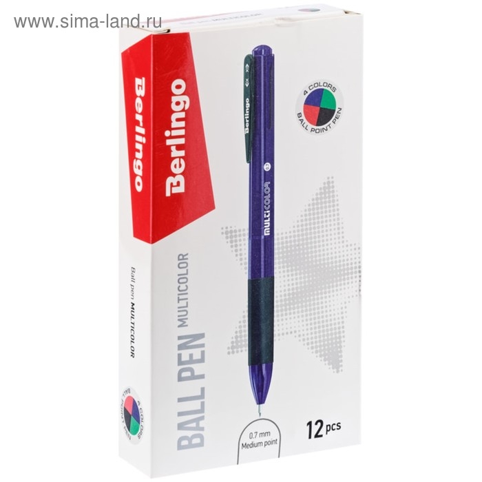 Ручка шариковая автоматическая 0.7 мм, Berlingo Ручка шариковая автоматическая 0.7 мм, Berlingo "Multicolor", микс 4 цвета