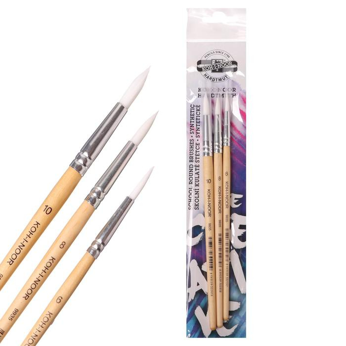 Набор кистей Синтетика 3 штуки Koh-I-Noor №6, 8, 10, круглые, блистер Набор кистей Синтетика 3 штуки Koh-I-Noor №6, 8, 10, круглые, блистер