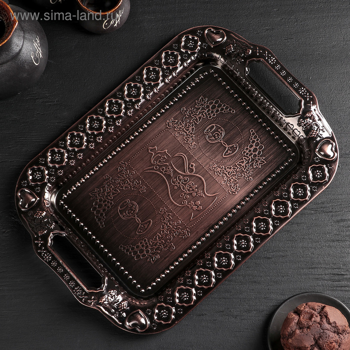 Поднос из нержавеющей стали «Дарк», 35×26×3 см, цвет бронзовый Поднос из нержавеющей стали «Дарк», 35×26×3 см, цвет бронзовый