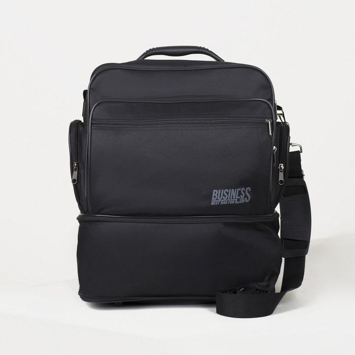 Сумка мужская на молниях Luris, длинный ремень, цвет чёрный Сумка мужская на молниях Luris, длинный ремень, цвет чёрный