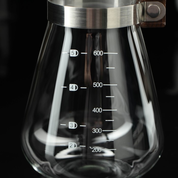 Кемекс стеклянный с мерной шкалой «Типика», 600 мл, с деревянной ручкой Кемекс стеклянный с мерной шкалой «Типика», 600 мл, с деревянной ручкой