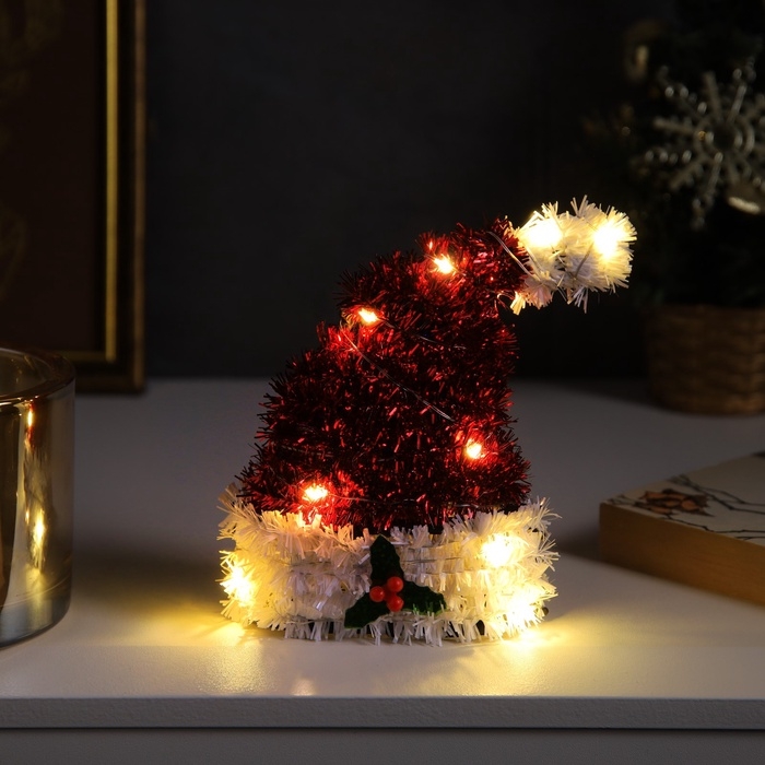 Светодиодная фигура из мишуры «Колпак» 14 × 10 см, 10 LED, батарейки AG10х3 (в комплекте), свечение тёплое белое Светодиодная фигура из мишуры «Колпак» 14 × 10 см, 10 LED, батарейки AG10х3 (в комплекте), свечение тёплое белое