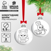 Ёлочное украшение под раскраску на новый год «Новогодняя сказка», 2 шт, d=5,5 см, новогодний набор для творчества