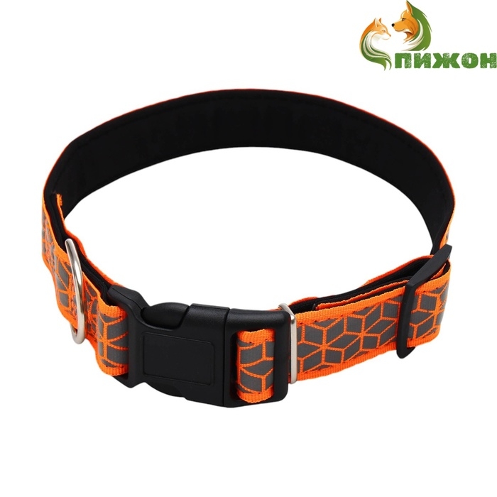 Ошейник со светоотражающим орнаментом, 55 х 2,5 см, оранжевый Ошейник со светоотражающим орнаментом, 55 х 2,5 см, оранжевый