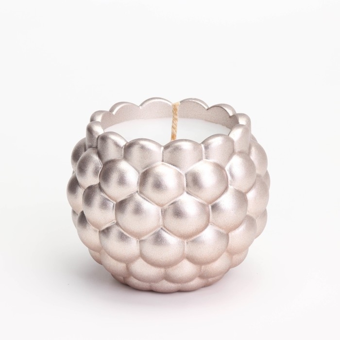 Свеча  Свеча "Шар" в подсвечнике с выпуклыми шарообразными гранями из гипса, 8х7 см, шампань