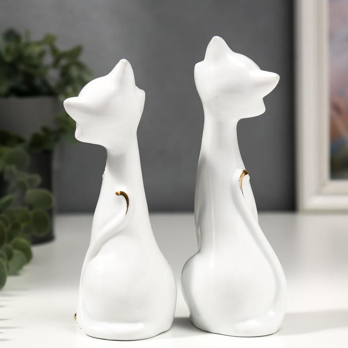 Сувенир Сувенир "Кошечки белые с цепочкой" (набор 2 шт) 15 см 14 см