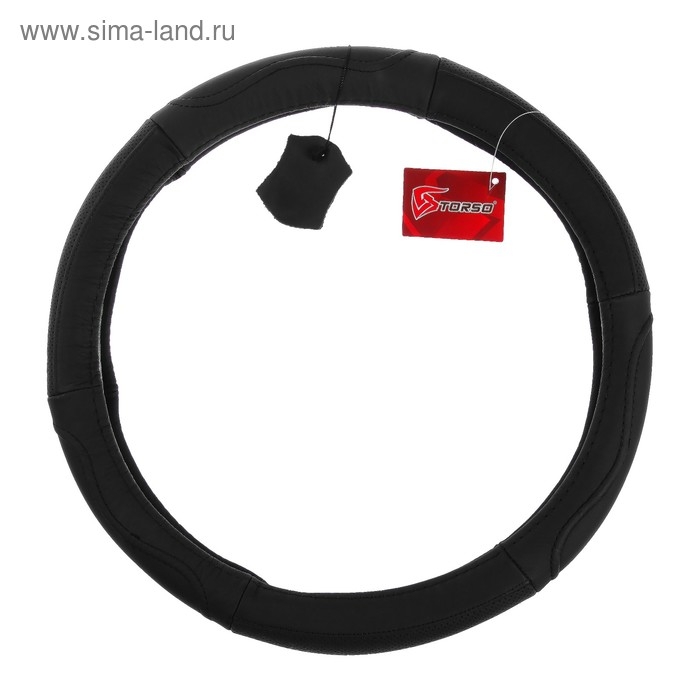 Оплетка на руль TORSO, натуральная кожа, размер 38 см, перфорированная вставка, черный Оплетка на руль TORSO, натуральная кожа, размер 38 см, перфорированная вставка, черный