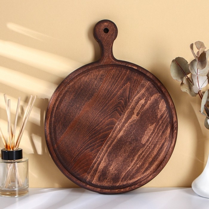 Доска для подачи с ручкой Adelica, d=25 см, тёмный бук Доска для подачи с ручкой Adelica, d=25 см, тёмный бук