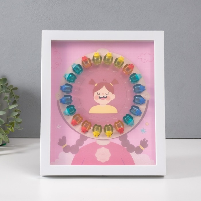 Фоторамка пластик 9х9 см  Фоторамка пластик 9х9 см "Молочные зубики" розовая 2х23х27 см