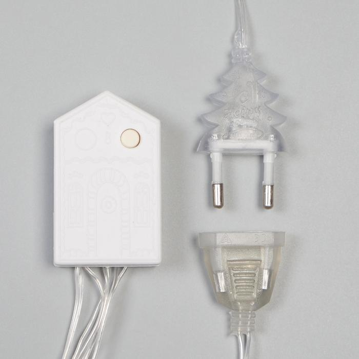 Гирлянда «Бахрома» 2.4 × 0.9 м с насадками «Олень», IP20, прозрачная нить, 138 LED, свечение тёплое белое, 8 режимов, 220 В