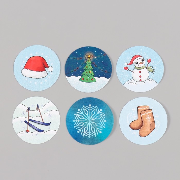 Наклейка бумага Наклейка бумага "Снеговик" d=2,5 см 252 шт в рулоне