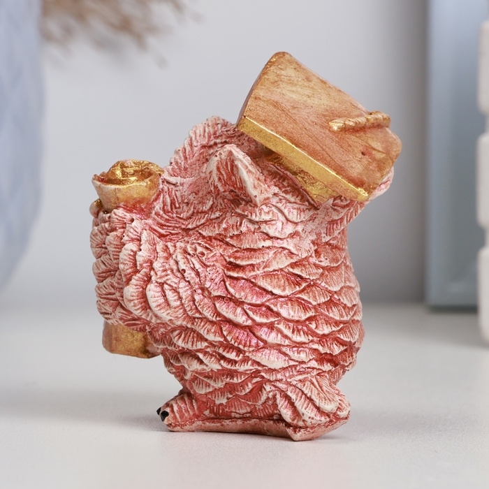 Фигура Фигура "Сова со свитком" красно-коричневая, 7х6см