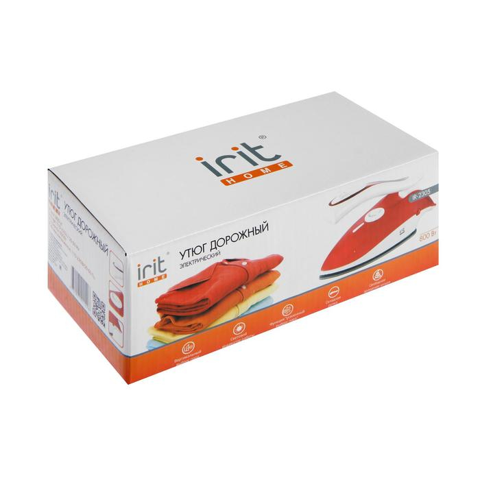 Утюг Irit IR-2305, 800 Вт, тефлоновая подошва, 200 мл, дорожный, бело-красный Утюг Irit IR-2305, 800 Вт, тефлоновая подошва, 200 мл, дорожный, бело-красный