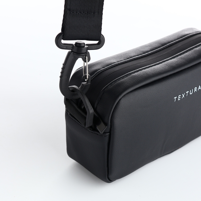 Сумка женская на молнии, TEXTURA, маленький размер, длинный ремень, цвет чёрный