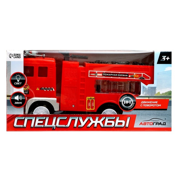 Машина «Пожарная служба», световые и звуковые эффекты, работает от батареек Машина «Пожарная служба», световые и звуковые эффекты, работает от батареек