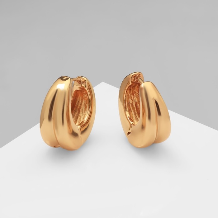 Серьги металл &laquo;Аккорд&raquo; двойной круг, цвет золото