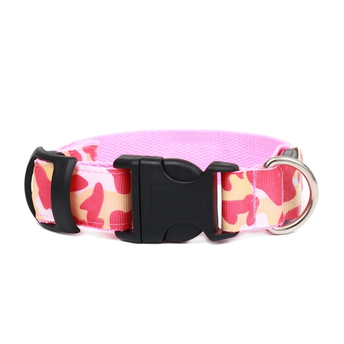 Ошейник с подсветкой Милитари 3 режима свечения размер S, ОШ 22-40 х 2,5 см розовый Ошейник с подсветкой Милитари 3 режима свечения размер S, ОШ 22-40 х 2,5 см розовый