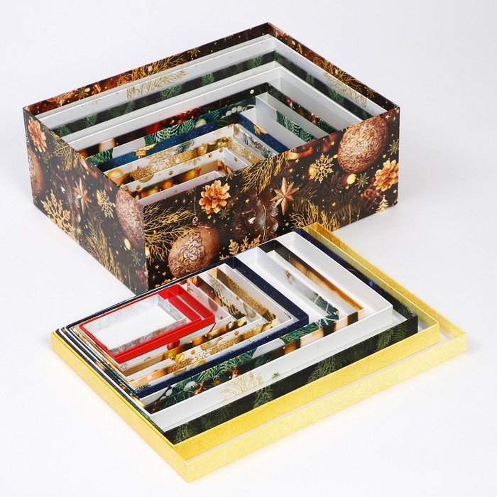 Набор коробок подарочных 15 в 1 «С Новым годом», 12 х 7 х 4 см - 46,6 х 35,2 х 17.5 см, Новый год