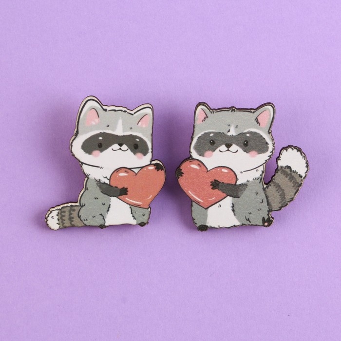 Значки деревянные, неразлучники &laquo;Моей половинке&raquo;, 2 шт., 8 х 12 см.