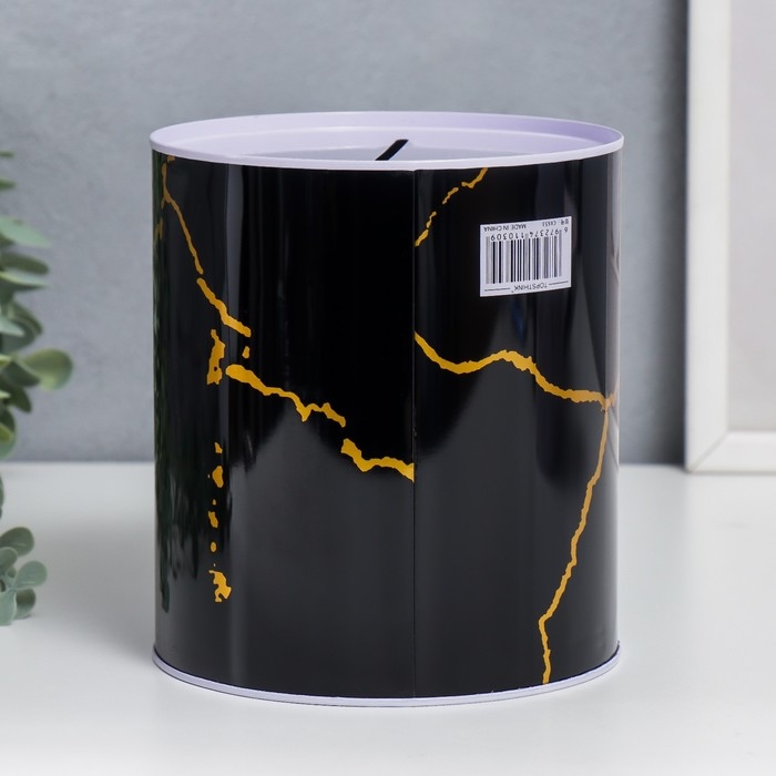 Копилка металл банка Копилка металл банка "Мрамор с золотыми трещинами" МИКС 15,5х13,5х13,5 см