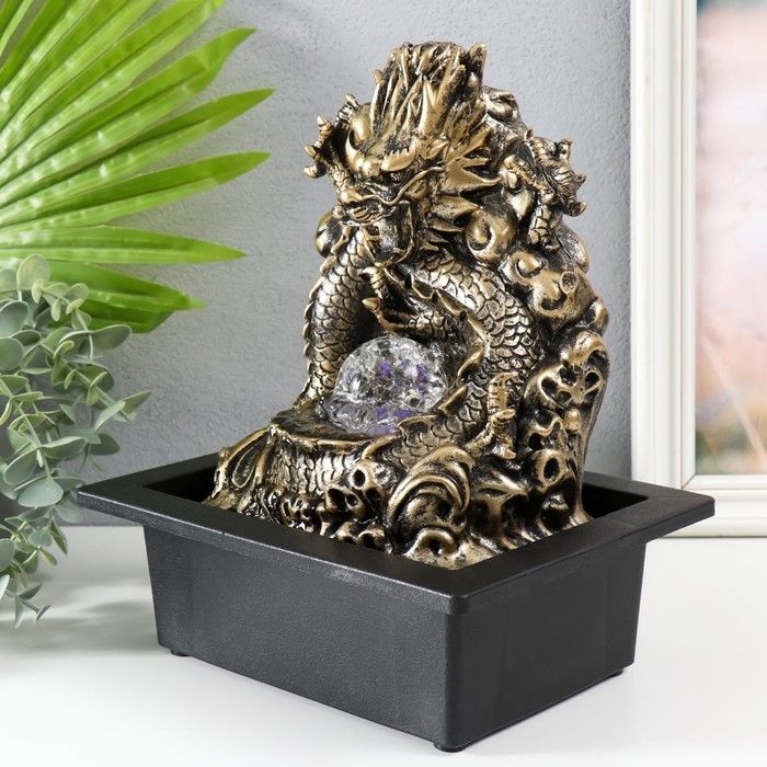 Фонтан настольный от сети, подсветка  Фонтан настольный от сети, подсветка "Золотой дракон" 26х17,5х23 см
