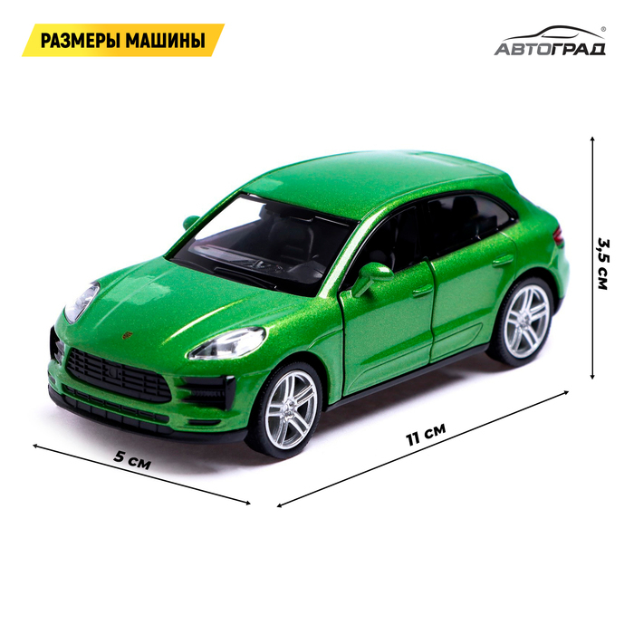 Машина металлическая PORSCHE MACAN S, 1:32, открываются двери, инерция, цвет зелёный Машина металлическая PORSCHE MACAN S, 1:32, открываются двери, инерция, цвет зелёный