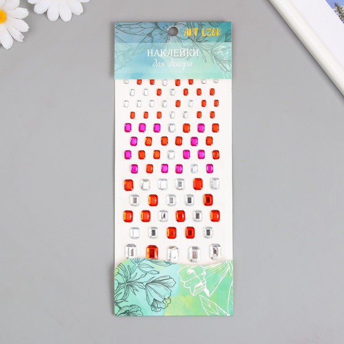 Наклейка пластик стразы Наклейка пластик стразы "Прямоугольные разных размеров" МИКС 9х16,5 см