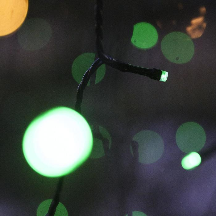Гирлянда «Нить» 10 м, IP44, УМС, тёмная нить, 100 LED, свечение зелёное, 220 В Гирлянда «Нить» 10 м, IP44, УМС, тёмная нить, 100 LED, свечение зелёное, 220 В